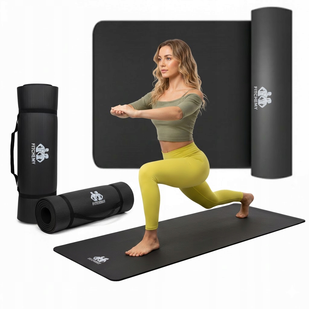 Mata Do Ćwiczeń Fitchemy Jogi Gimnastyka Nbr 1,5CM Gruba Fitness Z Uchwytem