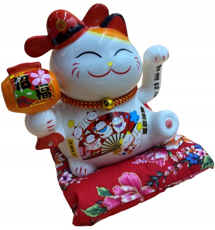 

Japoński Kot Maneki-Neko Szczęścia Porcelana 16cm
