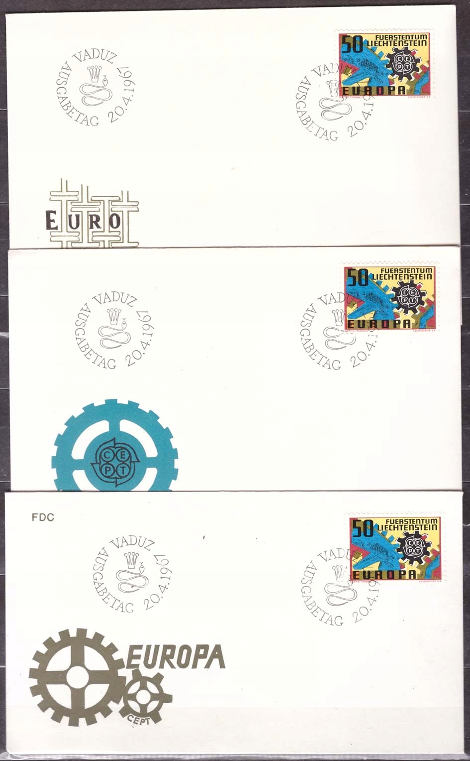 Liechtenstein CEPT Europa koperty FDC 1967