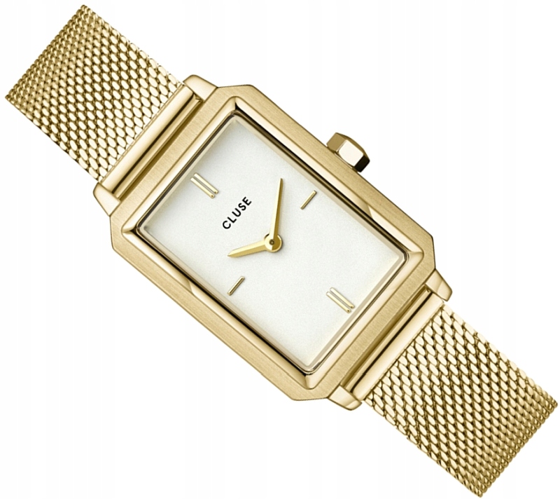 Dámské Hodinky Cluse CW11508 Fluette Steel Obdélníkové Bílo-zlaté Krabička