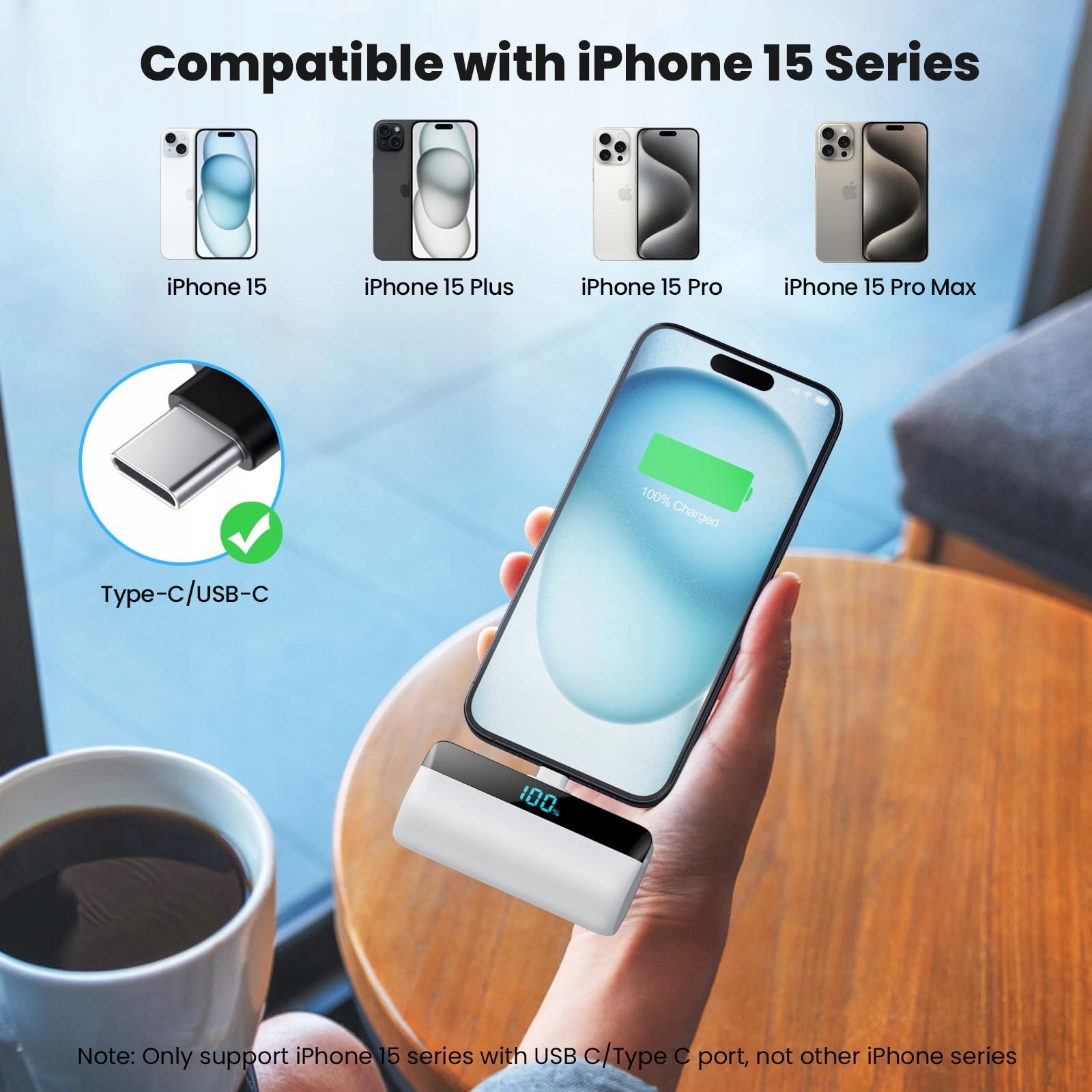 FEOB Mini Power Bank 5200mAh USB C LCD Do iPhone Samsung Android — miniatura 2