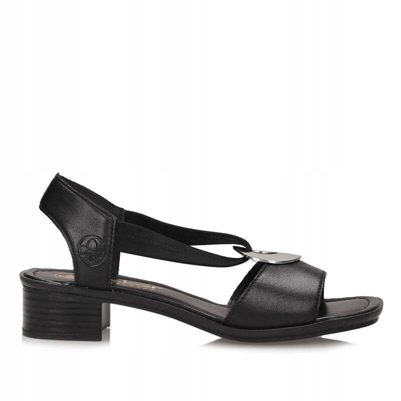 Sandály Rieker 62662-01 černé, na podpatku, nazouvací