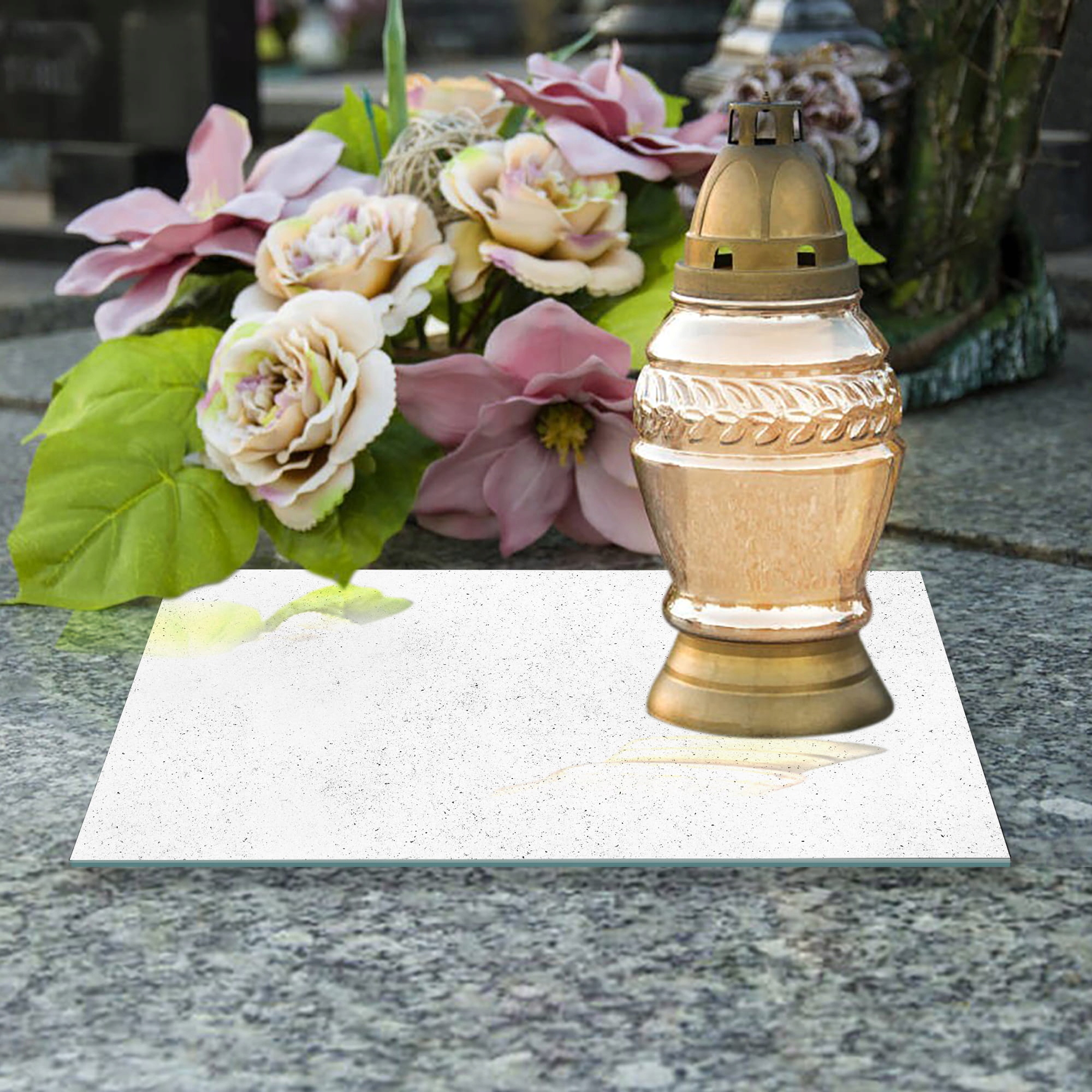 SZKLANA PODSTAWKA POD ZNICZE 40x30 Biały granit40B Marka inna