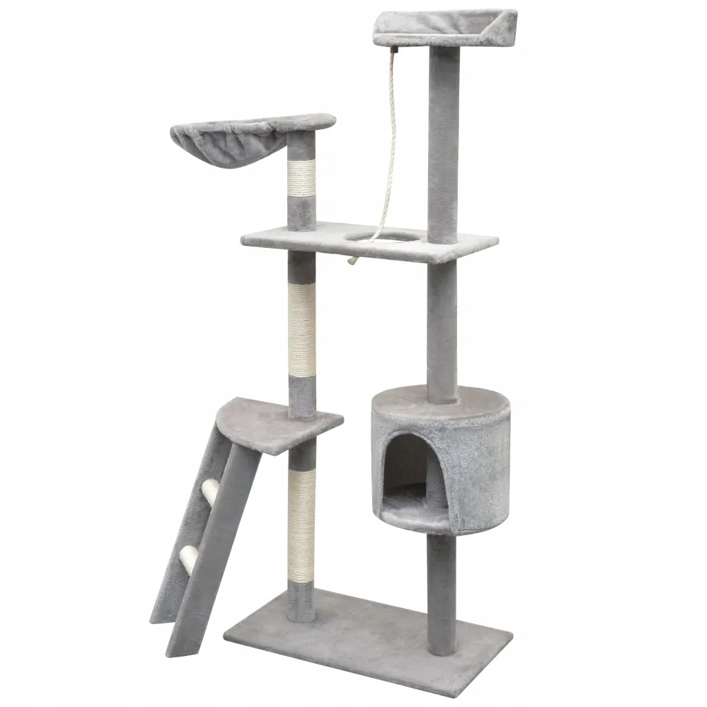 Levně vidaXL Škrabadlo pro kočky se škrabacími sloupky, 150 cm, šedá barva