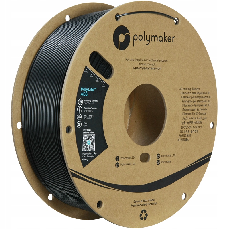 Polymaker PolyLite Abs Black 1.75mm 1kg