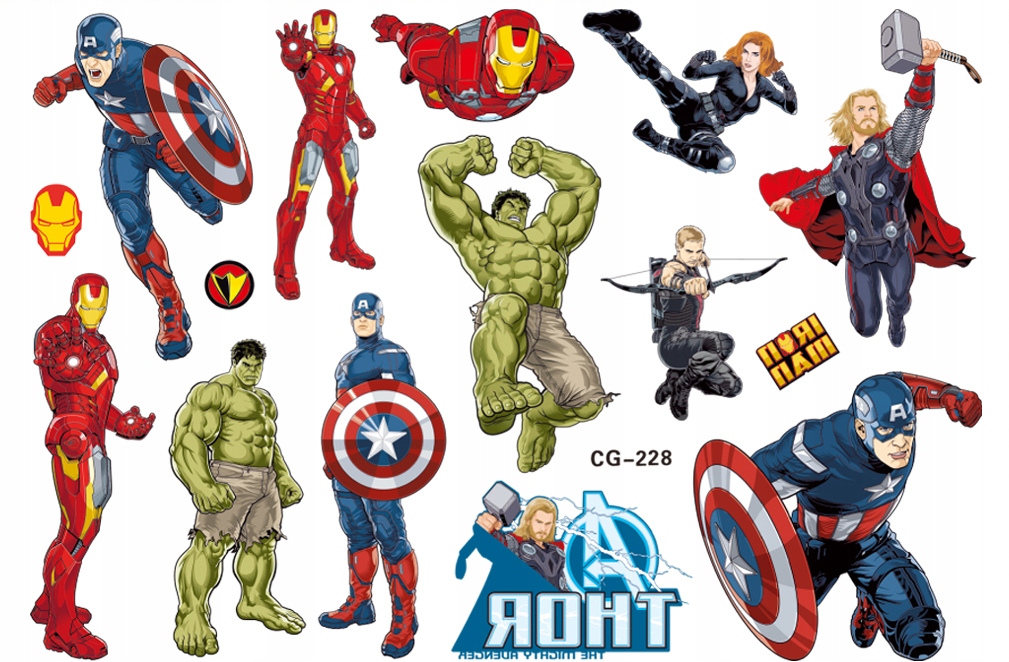 

Tatuaże zmywalne dla dzieci Avengers CG228