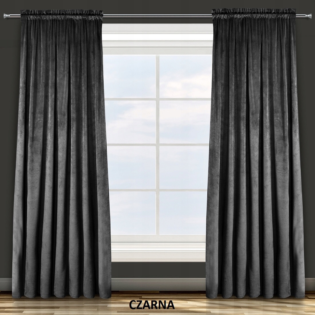 CZARNA GRUBA ZASŁONA WELWET 135X270 TAŚMA ŻABKI Marka Eurofirany