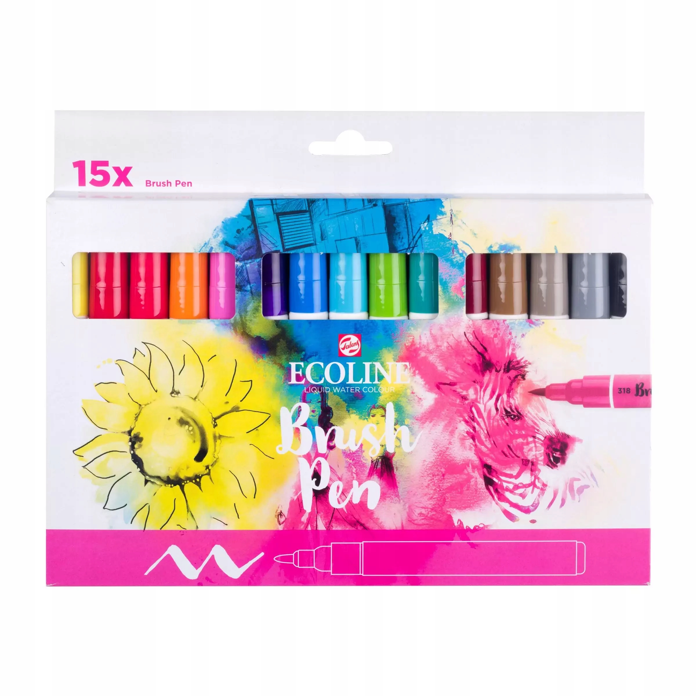 Ecoline Brushpen Set 15 fixy akvarelová (karton.opak)