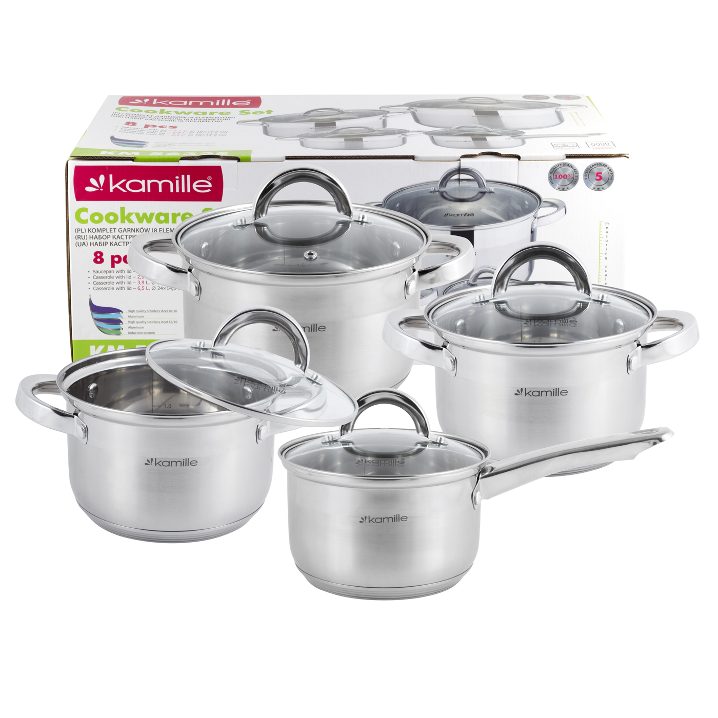 Zestaw garnków 8 ELEMENTÓW INDUKCJA, NIERDZEWNE Typ powłoki antyadhezyjna