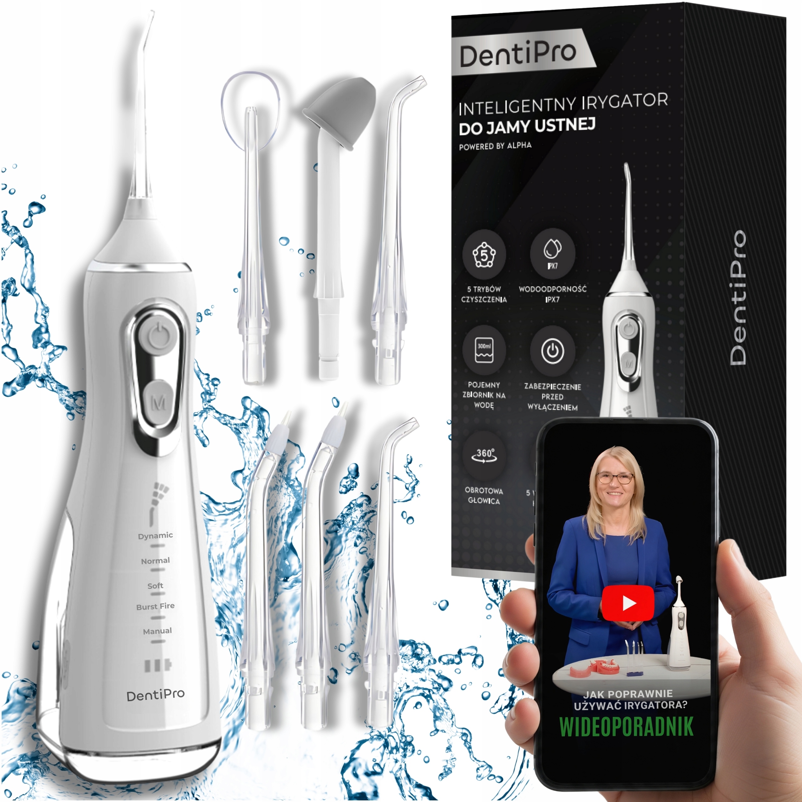 Irygator do Zębów 5 Trybów 5 Dysz Profesjonalny i Bezprzewodowy