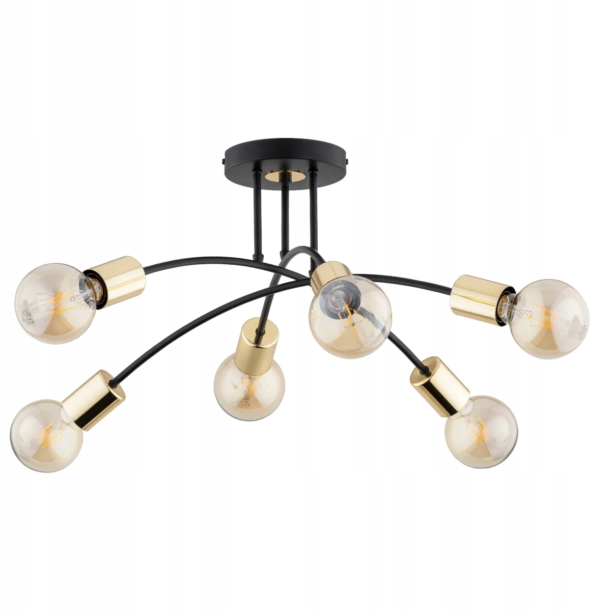 Alfa Stropná lampa Tilan loftová čierno-zlatá 6xE27 15W