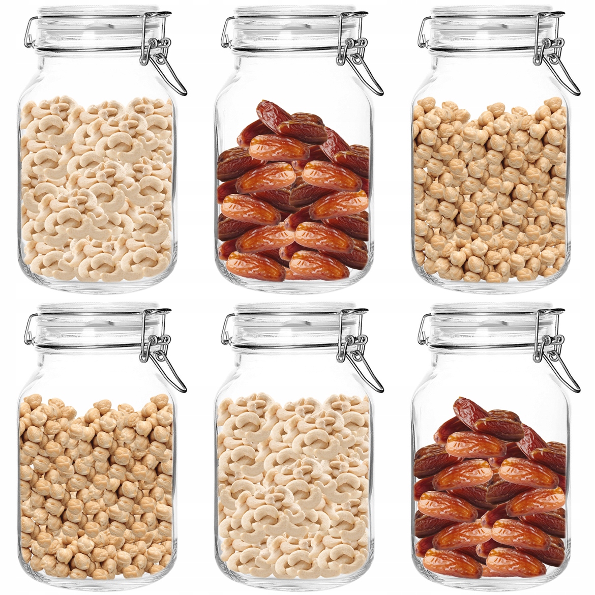 Sklenená Nádoba S Tesnením Potravinárske výrobky Sypké Tekuté 1L 6ks
