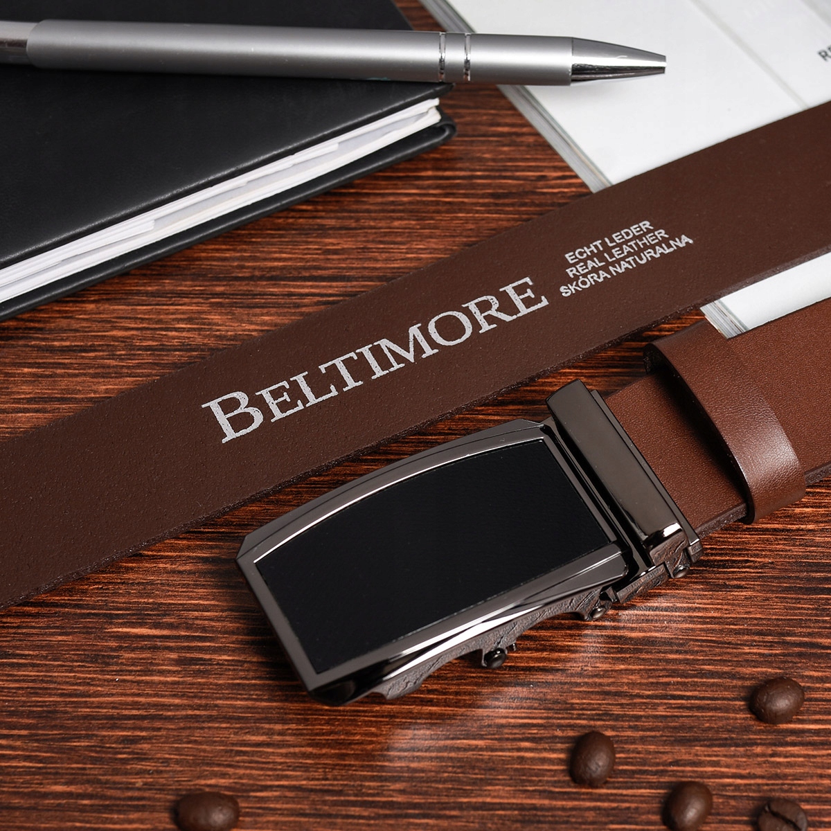 Pasek męski skórzany do spodni automat Beltimore Model A22