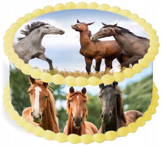 Levně oplatek na dort 14 cm Zvířata Kůň Koník Narozeniny