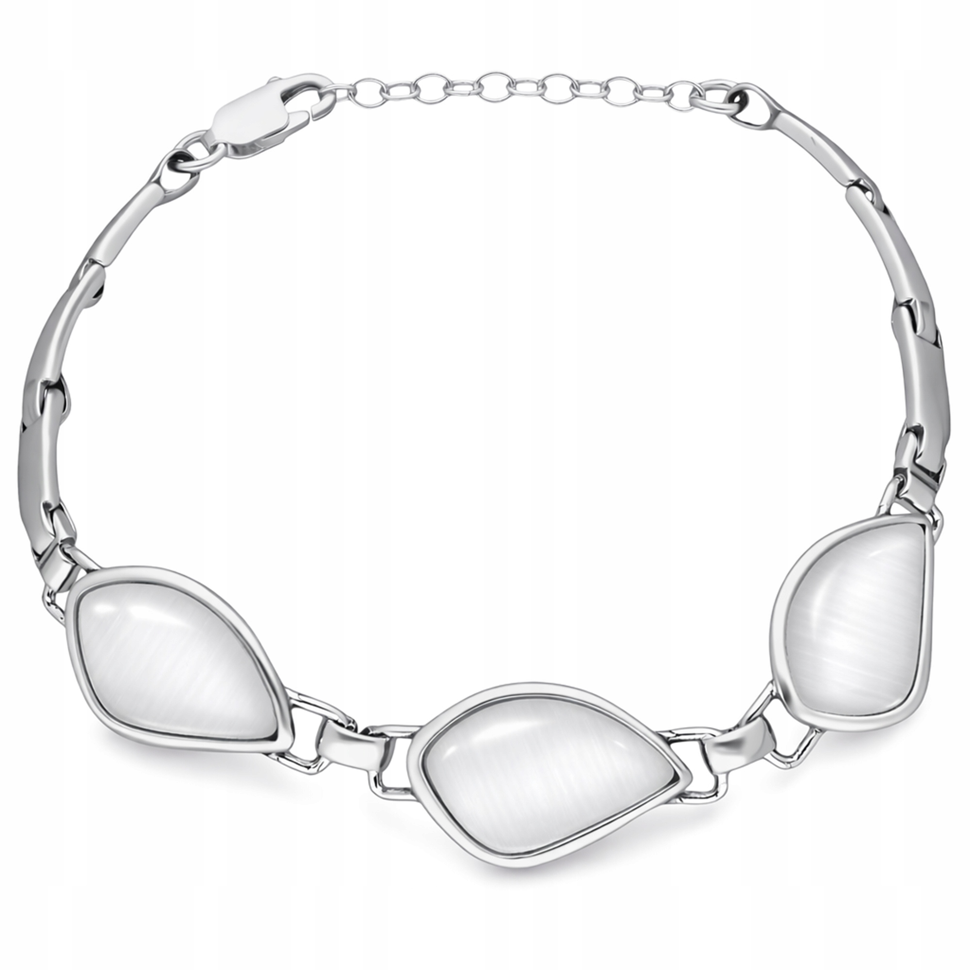 Stříbrný Dámský Náramek Na Ruku Oksdovaný S Bílým Uleksitem Stříbro 925