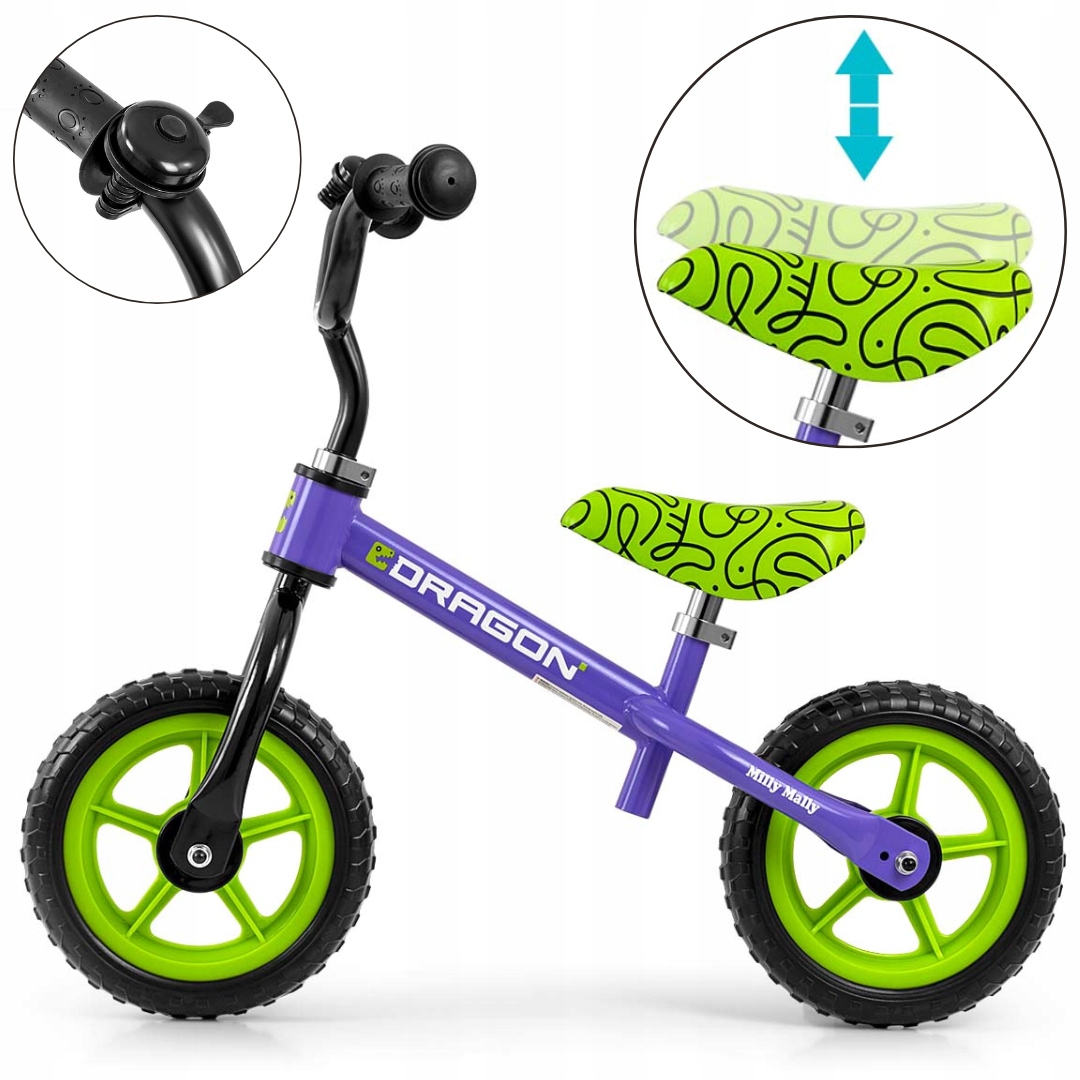 Rowerek biegowy jeździk dla dzieci miękkie siodełko +2 Dragon Milly Mally