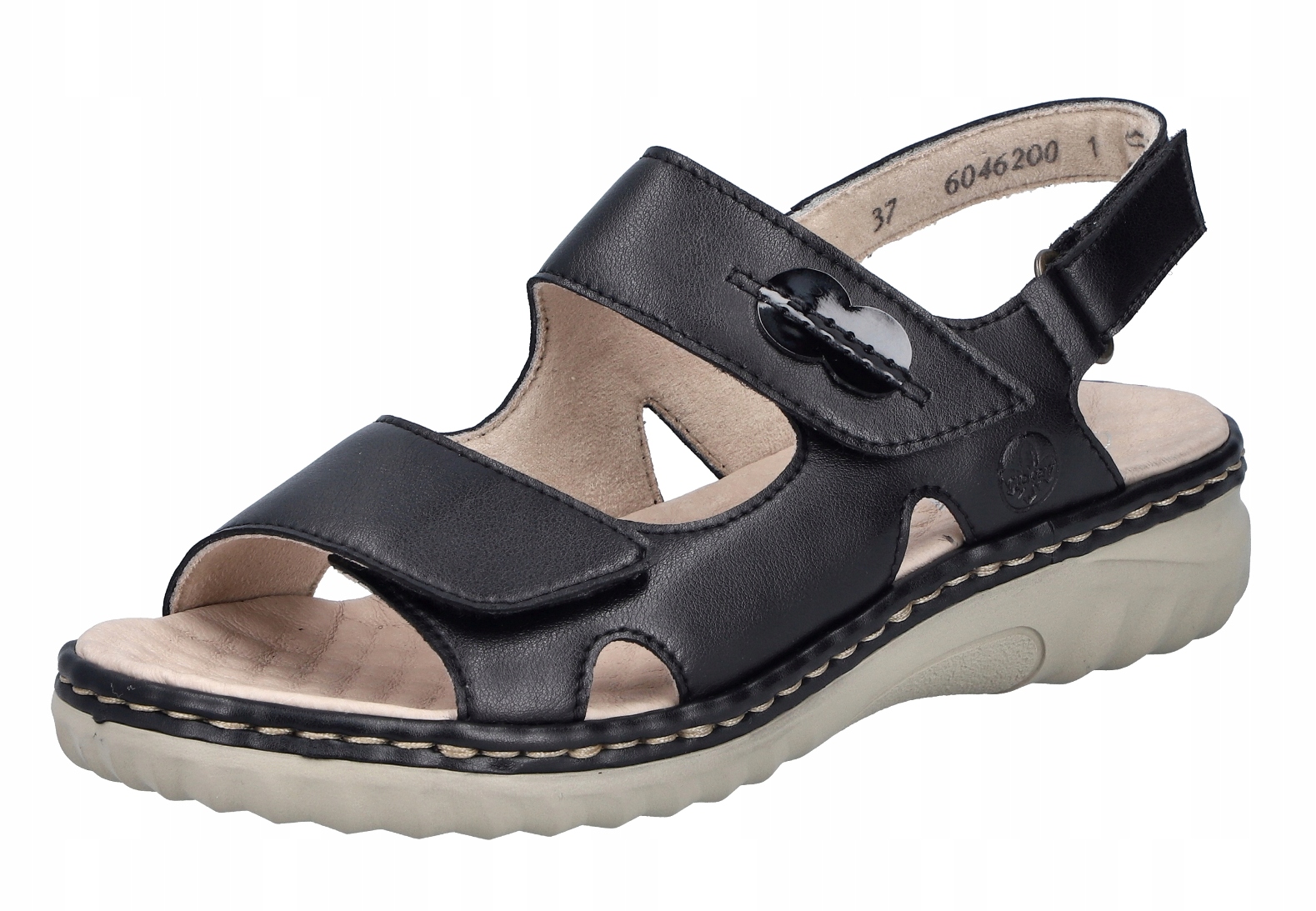 Rieker 60462-00 vel.39 černé klasické dámské kožené sandály