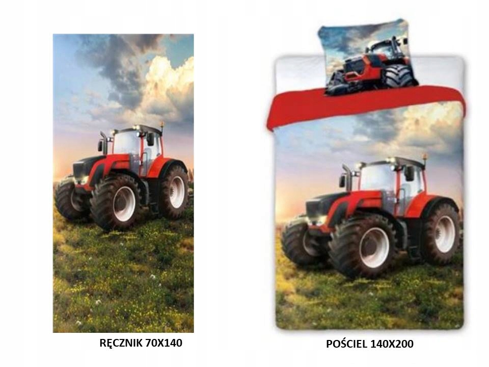 

Pościel Dziecięca Traktor 140X200 Czerwony+Ręcznik