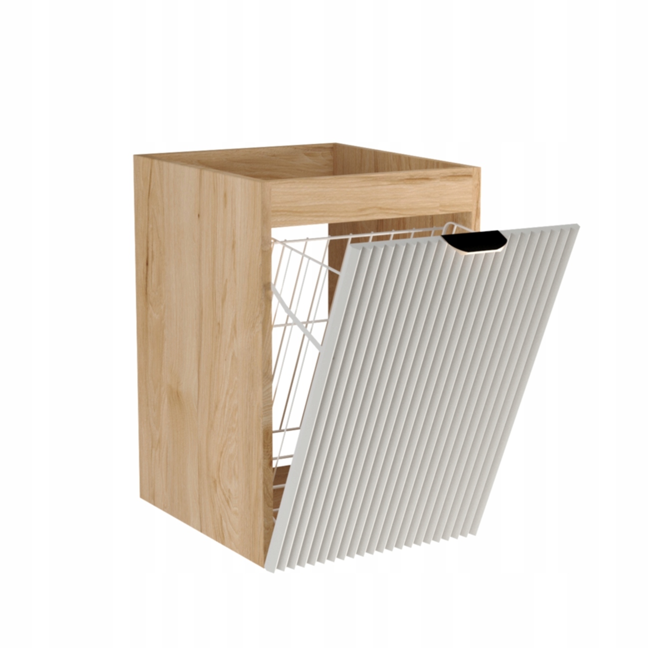 Koupelnová skříňka 40 cm s košem na prádlo Bílá/Ořech Willy