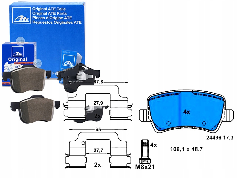 ATE13.0460-2736.2 Brzdové Kostky Volvo Zadní S60/V60/V7 Asistent řidiče #33