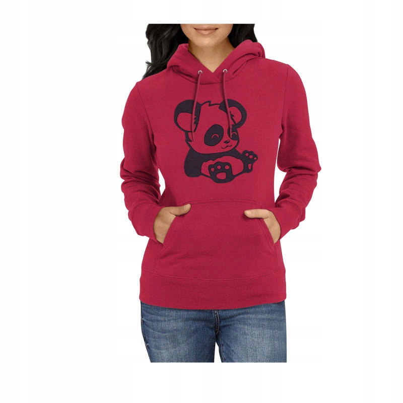 

Bluza damska Z Uroczą Pandą kangurka, malinowa 2XL