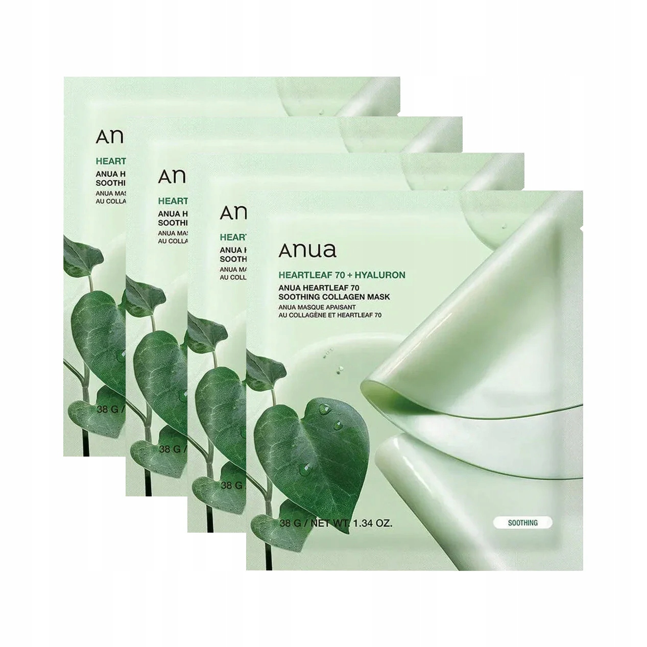 Anua Heartleaf 70+HYALURON Collagen Mask Hydrogelové masky 4x38 g