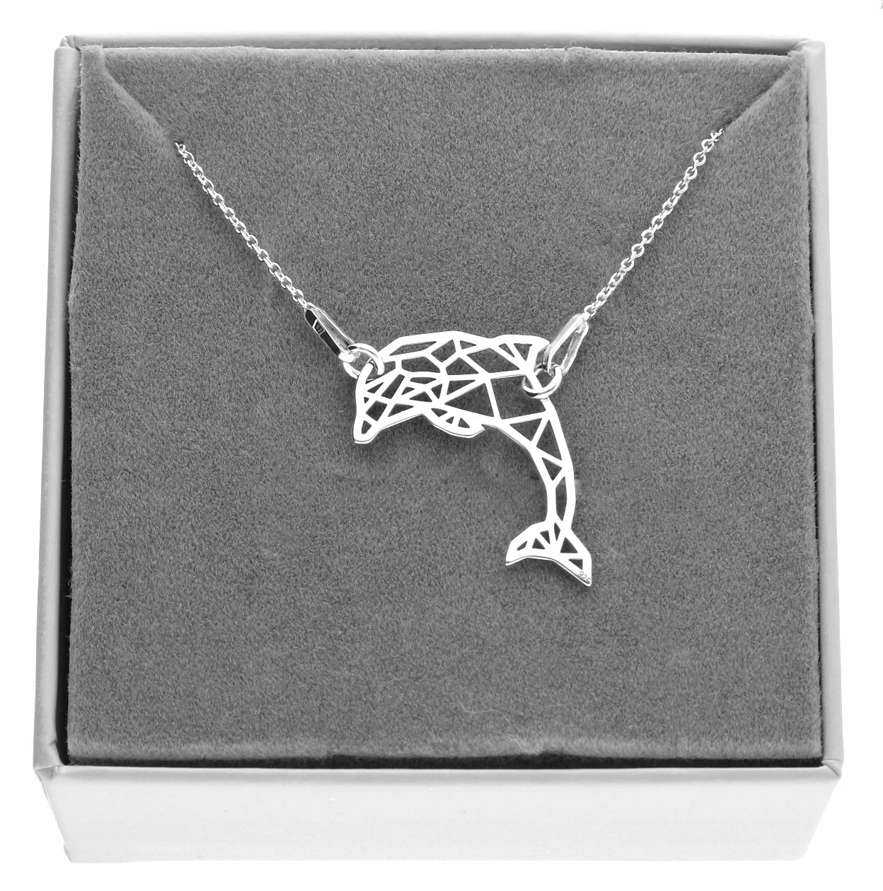 Naszyjnik delfin łańcuszek z delfinkiem Origami Celebrytka srebro 925