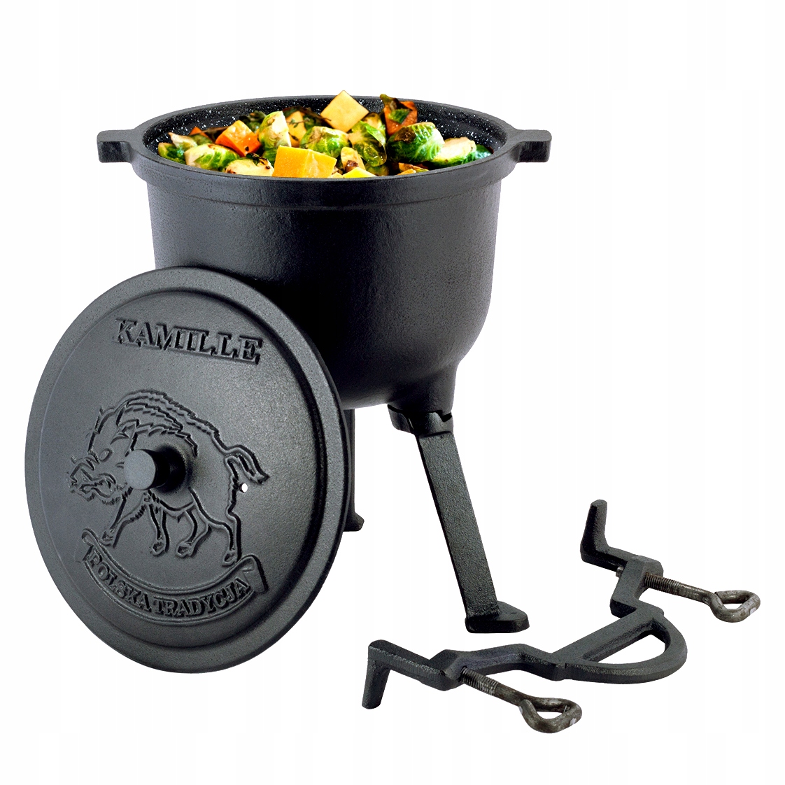 Kociołek Żeliwny Garnek Myśliwski Marmurek 7L