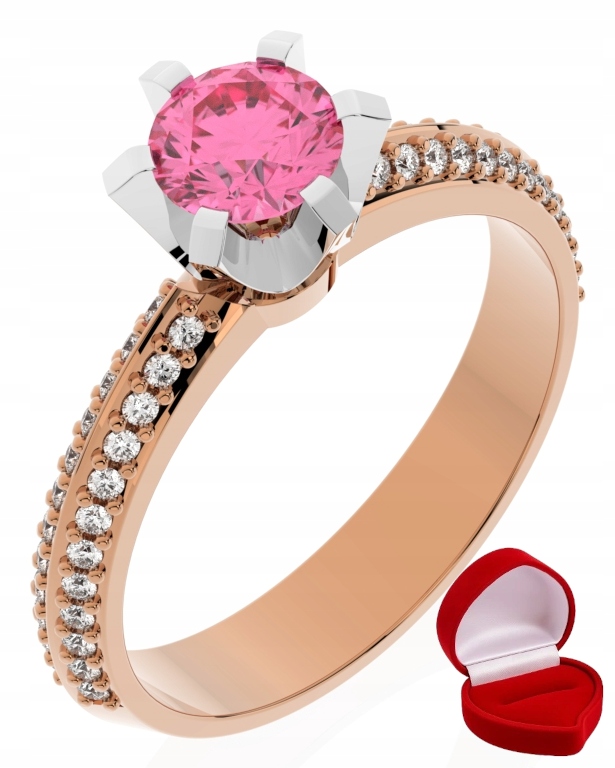 Zlatý Prstýnek 585 14k Safír 0,50 ct Růžové Zlato R7