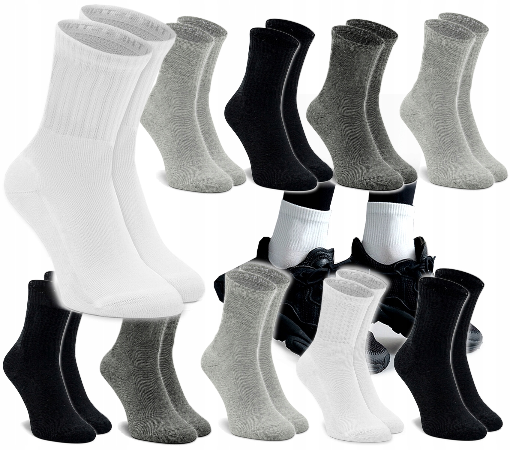 

10 x Damskie Bawełniane Skarpety Sportowe 35-38 M