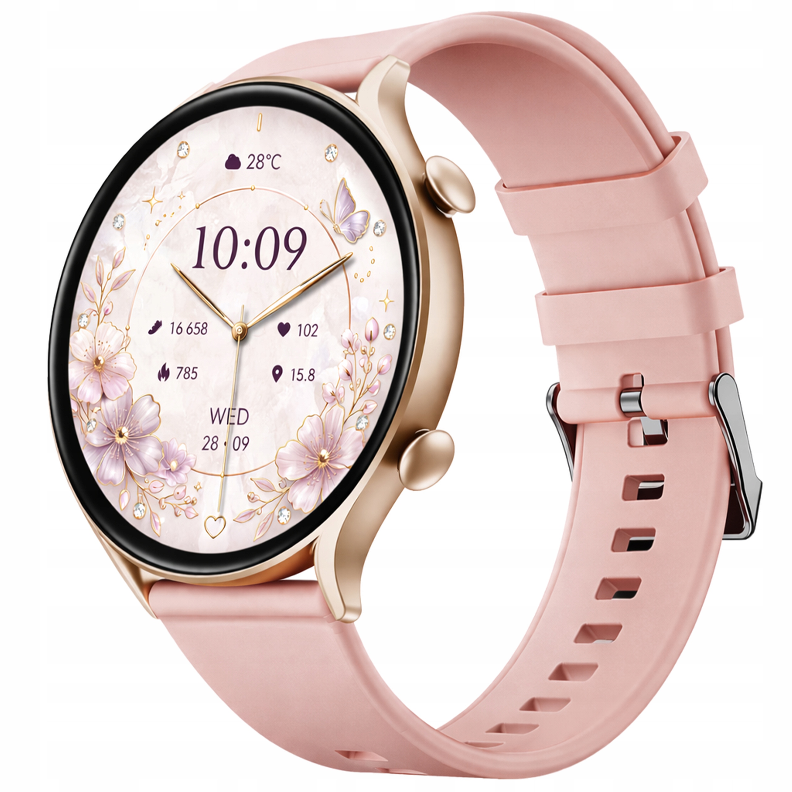 Smartwatch Zegarek Damski Menu Pl Pomiar Sport Rozmowy Powiadomienia Różowy