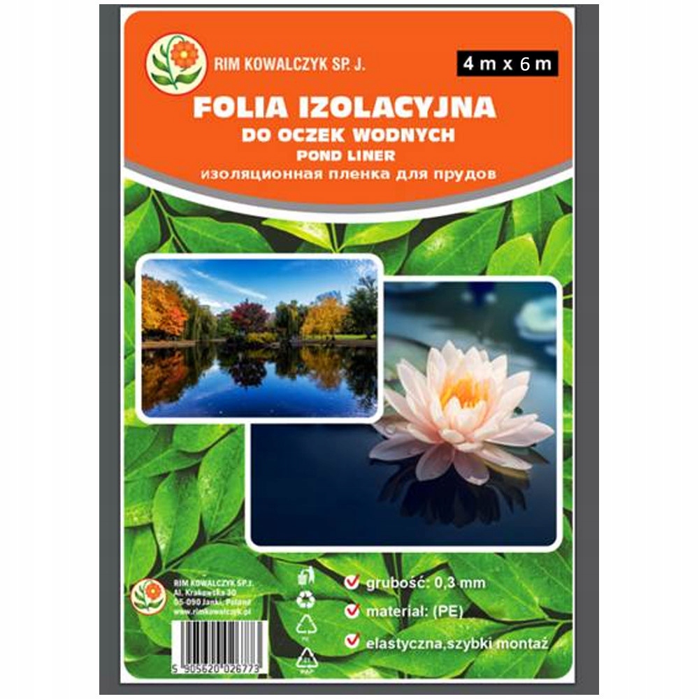 FOLIA IZOLACYJNA DO OCZEK WODNYCH I STAWÓW 6 x 4 m PE