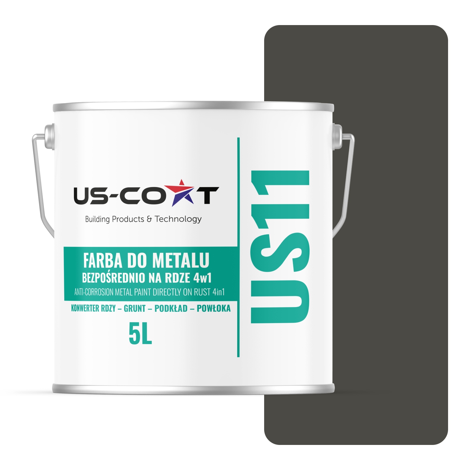 Farba Na Kov Na Hrdzu Plech Pozinkovaná 4v1 Šedá Tmavá RAL7022 Mat 5L
