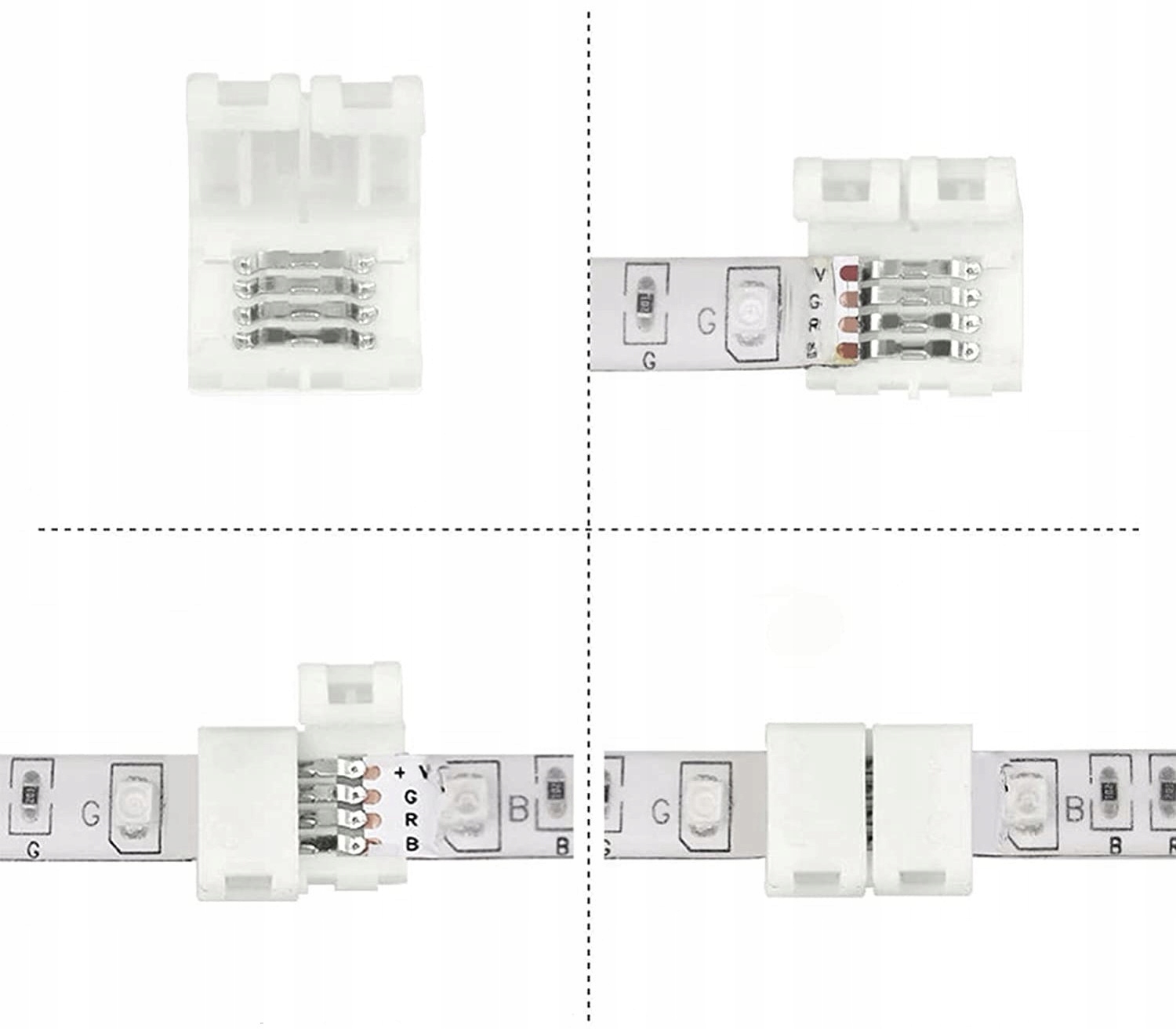 ZŁĄCZKA DO TAŚM LED RGB 10mm 4 PIN TAŚMA-TAŚMA Marka Virone