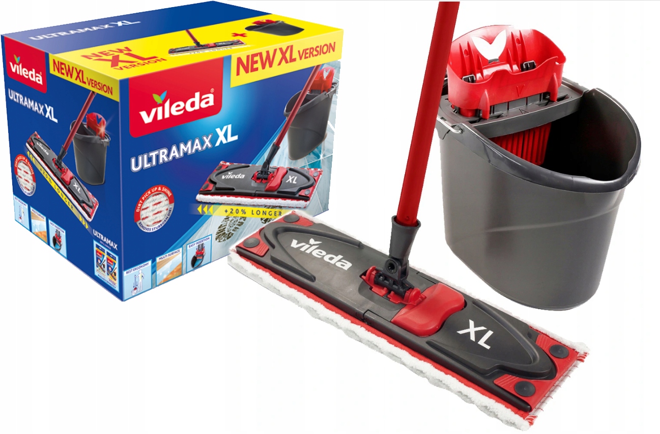 Vileda Mop Płaski Ultramax Box XL Wiadro Wyciskacz