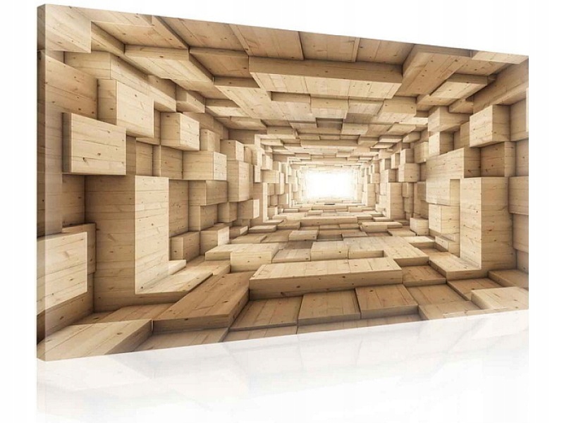 Obraz 100x75 Tunel 3D dřevěné bloky abstrakce geometrie perspektiva