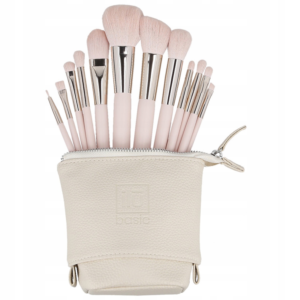 Ilu Basic Makeup Pink Sada Štětců Na Líčení 12 ks Kosmetická Taštička