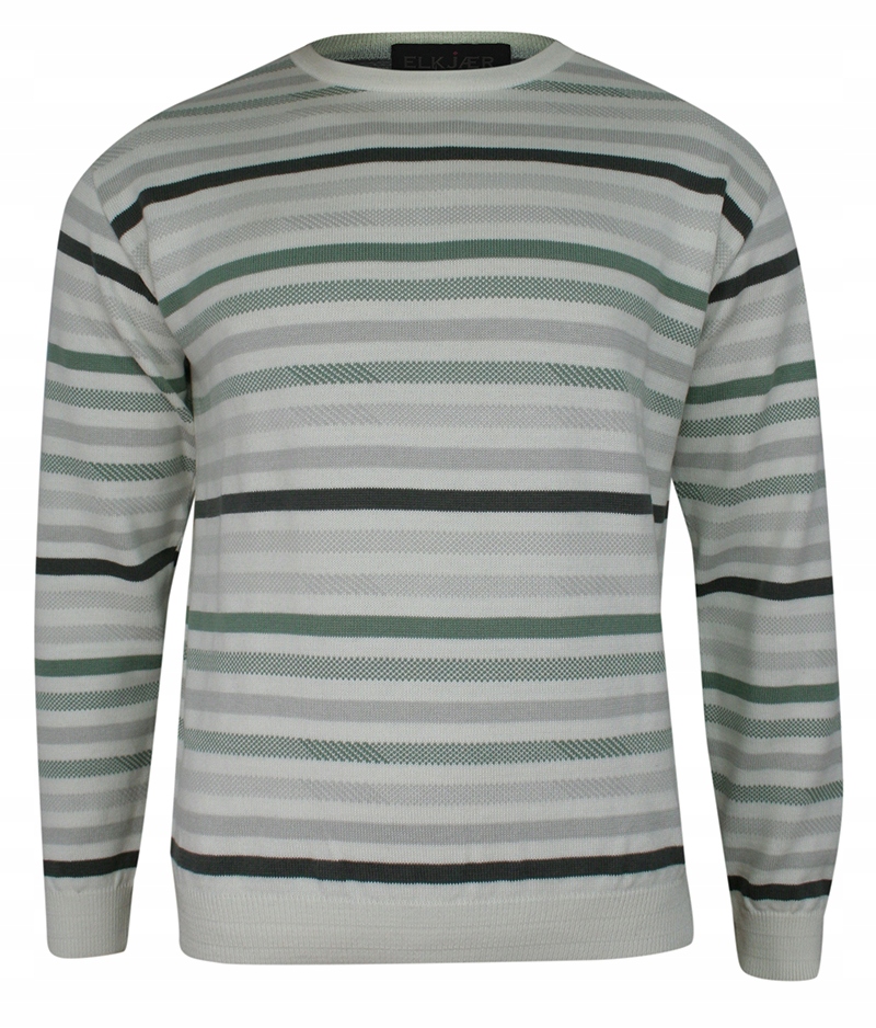 Béžový pánský svetr U-neck s proužky Elkjaer- 3XL