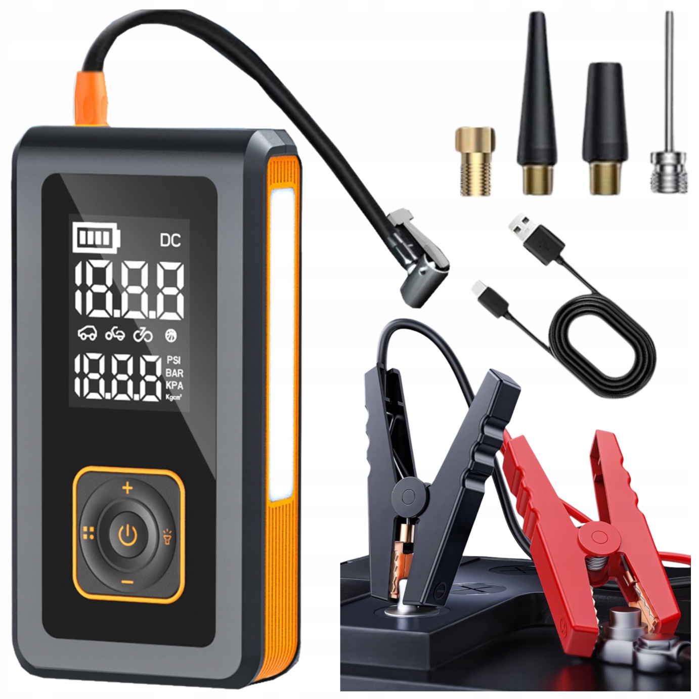 Booster Štartovanie Kompresor Pumpa Jump Starter Powerbank Baterka 8000 mAh 4v1