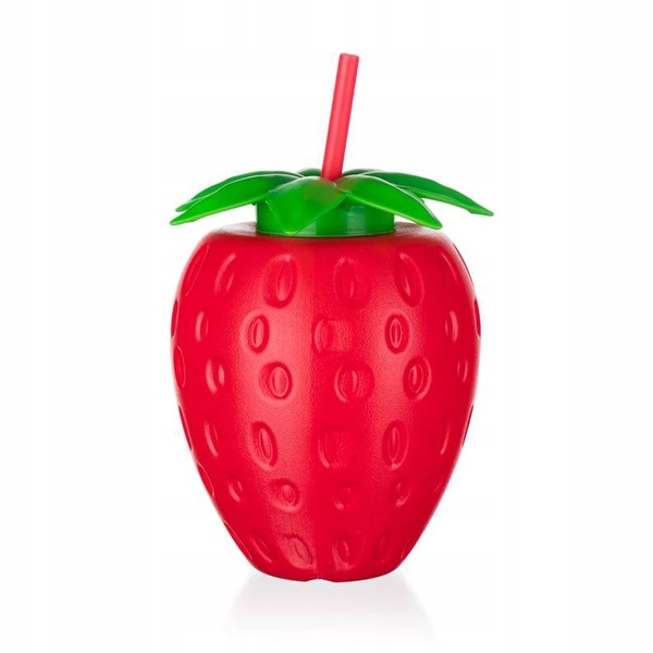 

Plastikowy Kubek Butelka Ze Słomką Truskawka 880ML