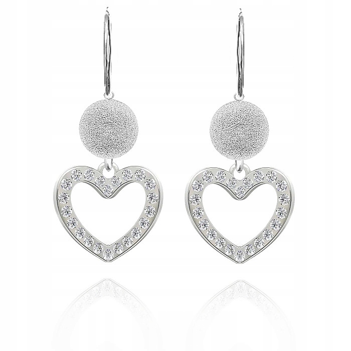 

Srebrne Kolczyki Serce Kule Diamentowane srebro925