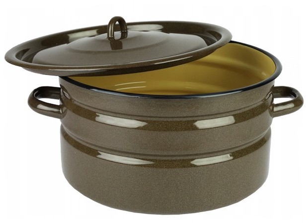 Garnek Emaliowany Z Pokrywką 14L Tradycyjny Duży Szeroki 32CM Do Gotowania