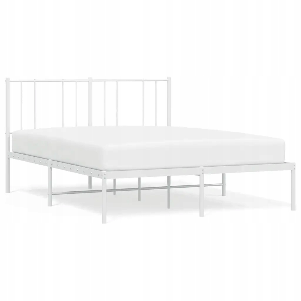Bílý kovový rám postele o rozměrech 207 x 166 x 90 cm s úložným prostorem