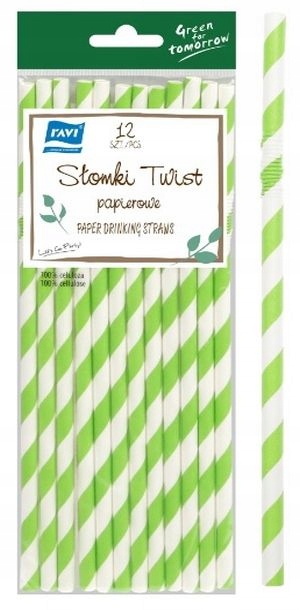 

Słomki papier Ravi 12 szt. Niebieskie Twist