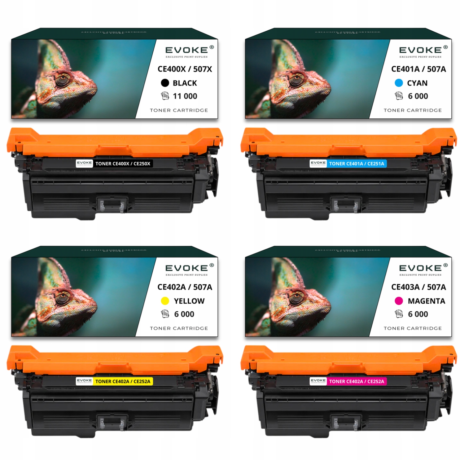 4x toner do tiskárny Hp 507X CE250X Sada Cmyk CE400X CE403X