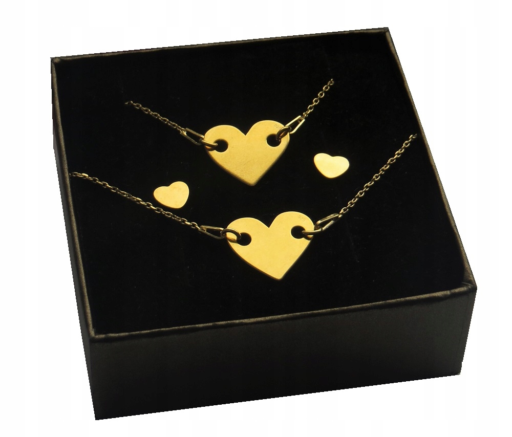 

Komplet złoty Serduszka Serce srebro 925