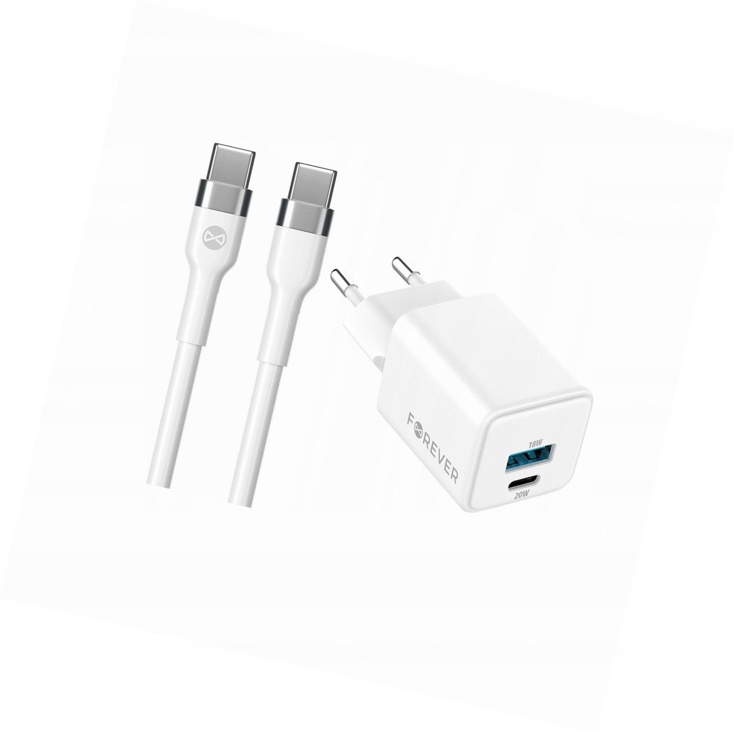 Szybka ładowarka GaN 20W 2 wejścia Usb i Usb-c z kablem do Tecno Spark 10