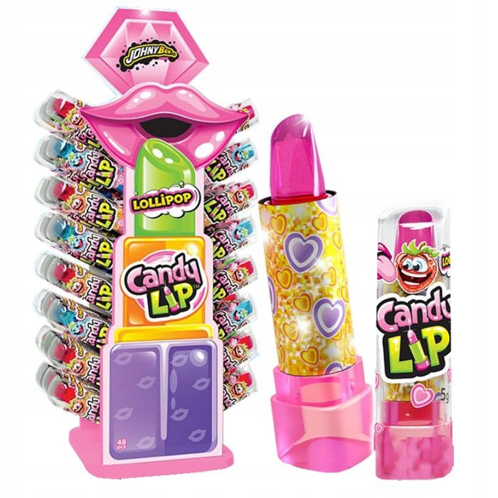 Lizak Szminka Candy Lip Stand Johny Bee 48 szt. Stojak