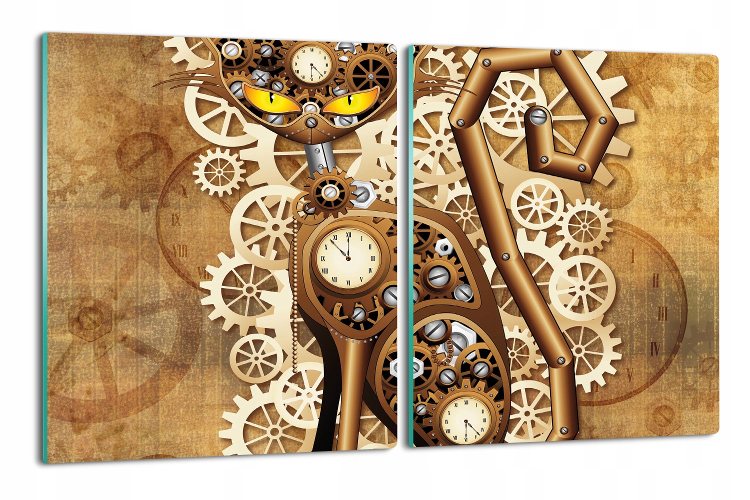 

z grafiką osłonka 2x 40x52 Kot mechanizm zegar