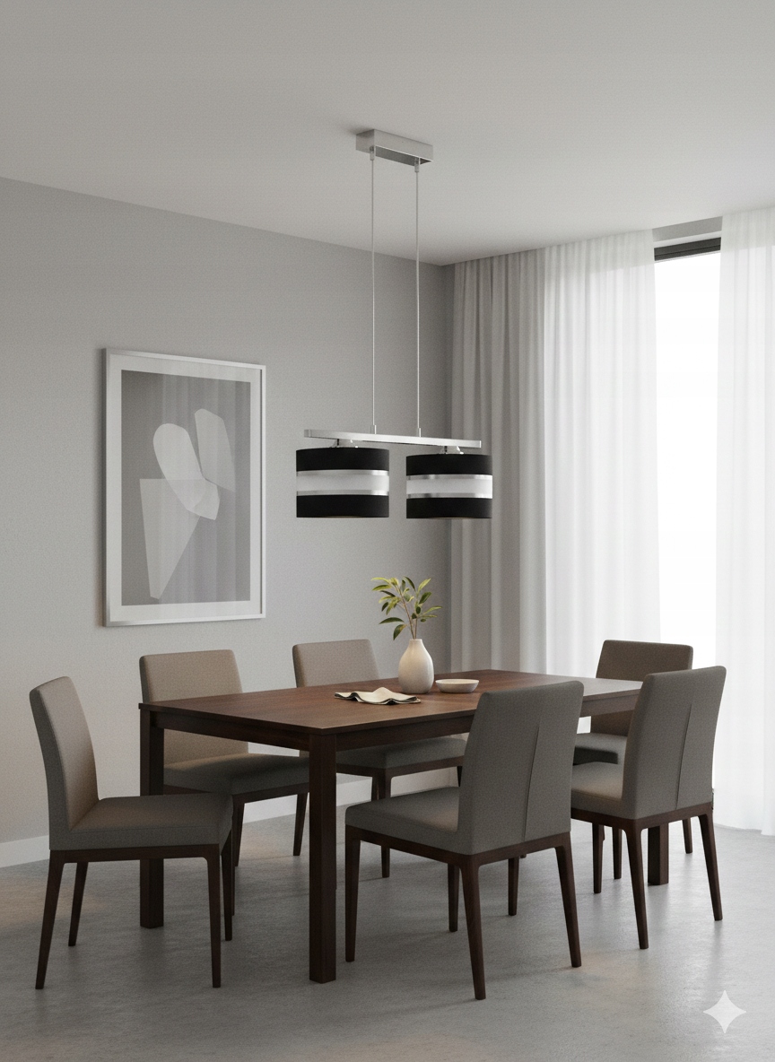 Euro-Lampová závesná lampa Ab Silver 2 čierna 2x60W Výrobca